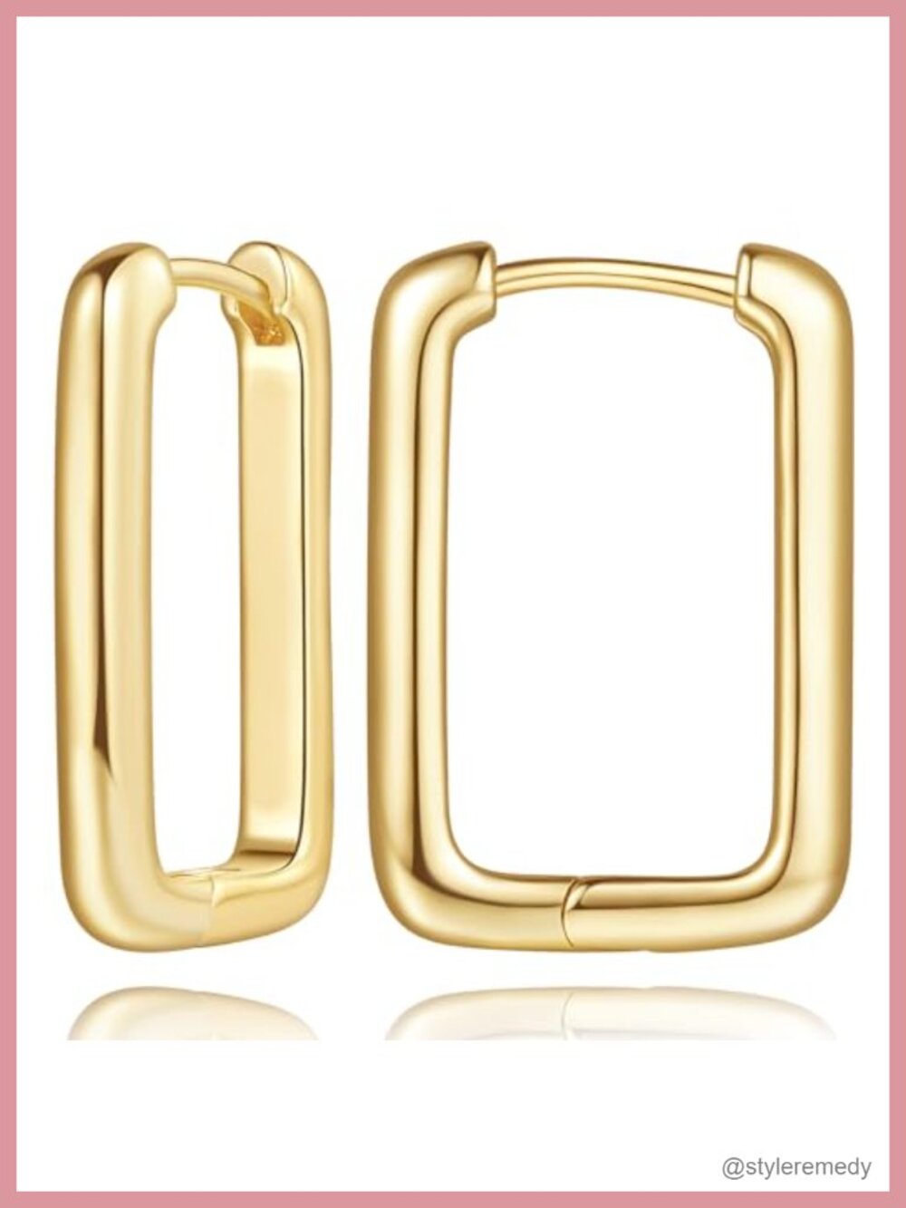 14K Gold Plated Square Hoop Earrings Women 24mm